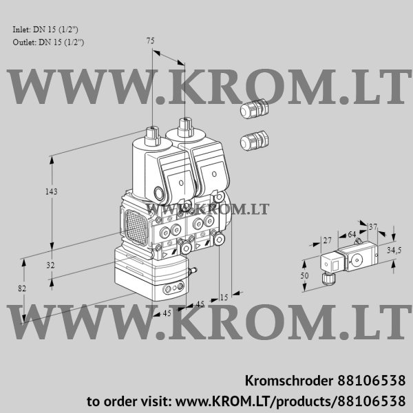 Kromschroder VCD 1E15R/15R05FD-50NKR3/3-PP/PPPP, 88106538 pressure regulator, 88106538