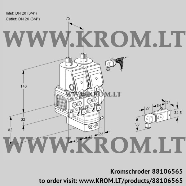 Kromschroder VCD 1E20R/20R05FND-25WR/1--2/PPPP, 88106565 pressure regulator, 88106565