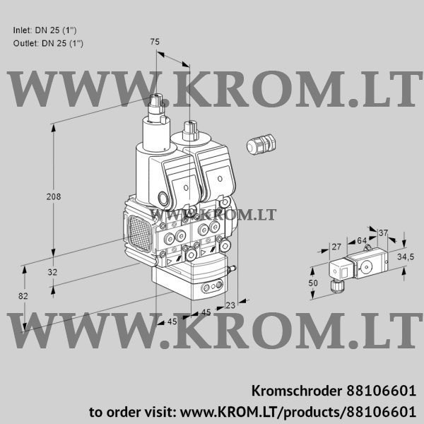 Kromschroder VCD 1E25R/25R05FLD-50WR/3-PP/PP3-, 88106601 pressure regulator, 88106601