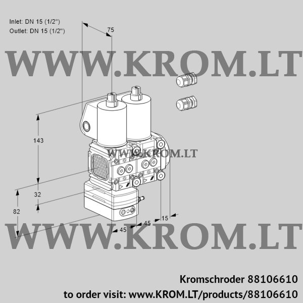 Kromschroder VCD 1E15R/15R05FD-25NWL3/PPPP/PPPP, 88106610 pressure regulator, 88106610