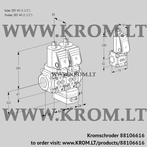 Kromschroder VCG 2T40N/40N05NGAQGR/PPPP/PPBS, 88106616 air/gas ratio control, 88106616