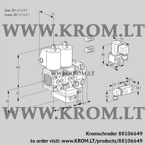 Kromschroder VCG 1E15R/15R05FNGEVWL3/2-BY/PPPP, 88106649 air/gas ratio control, 88106649