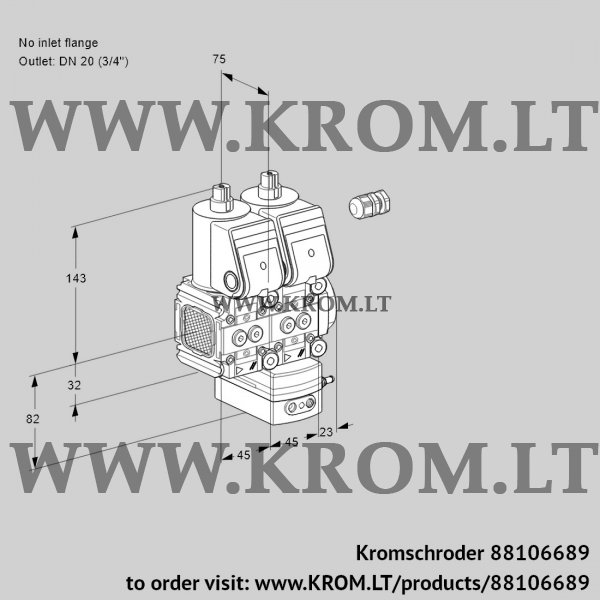 Kromschroder VCD 1E--/20R05FND-50WR/PPPP/PPPP, 88106689 pressure regulator, 88106689