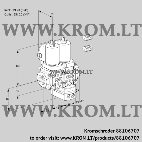 Kromschroder VCD 1E20R/20R05ND-25WGL3/PPPP/PPPP, 88106707 pressure regulator, 88106707