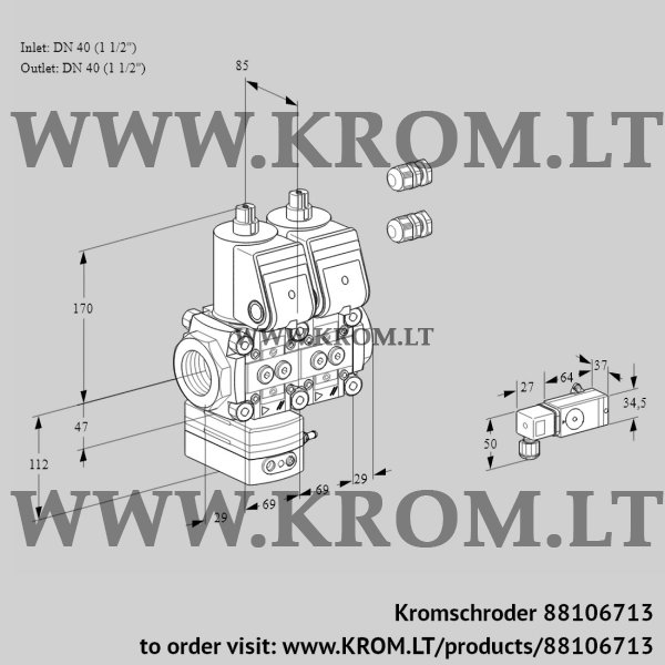 Kromschroder VCD 2E40R/40R05D-50NWR3/2-PP/3-PP, 88106713 pressure regulator, 88106713