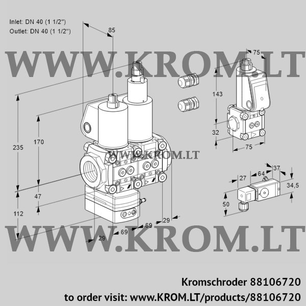 Kromschroder VCD 2E40R/40R05D-50LWL3/PPBS/3--4, 88106720 pressure regulator, 88106720