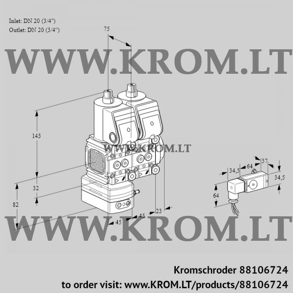 Kromschroder VCG 1T20N/20N05FGANQR/3--3/-4PP, 88106724 air/gas ratio control, 88106724