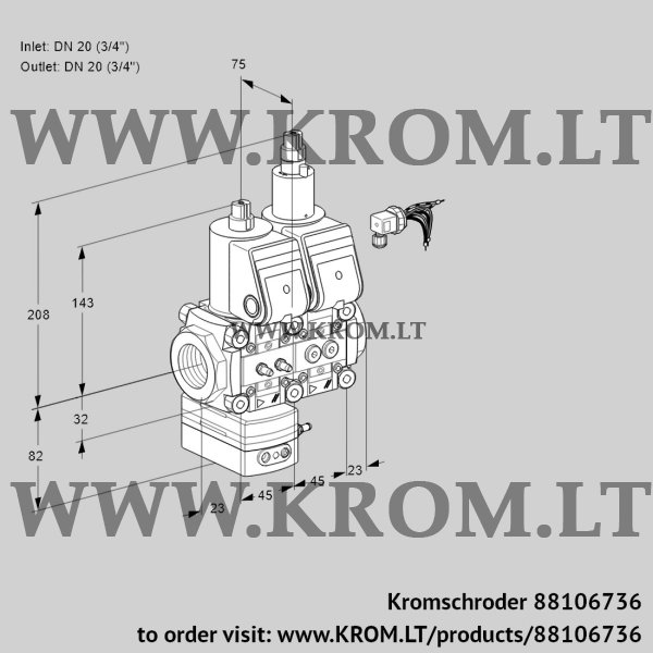 Kromschroder VCD 1E20R/20R05D-100LQR/MMPP/PPPP, 88106736 pressure regulator, 88106736