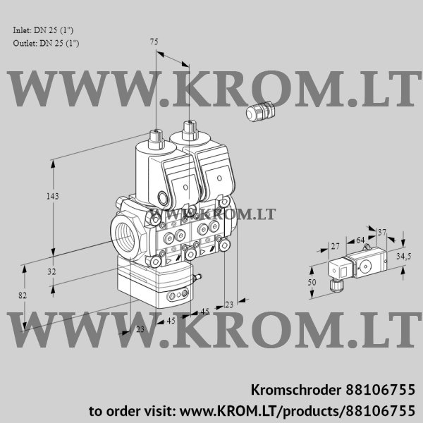 Kromschroder VCD 1E25R/25R05D-25NWR/2-PP/PPPP, 88106755 pressure regulator, 88106755