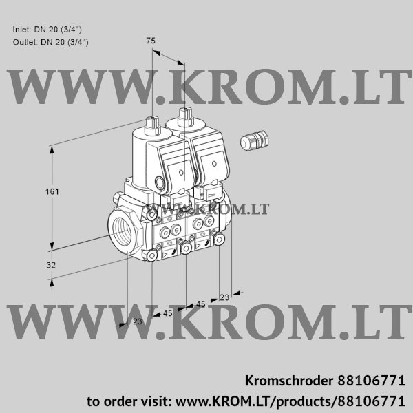 Kromschroder VCS 1E20R/20R05NNWSR/PPPP/PPPP, 88106771 double solenoid valve, 88106771