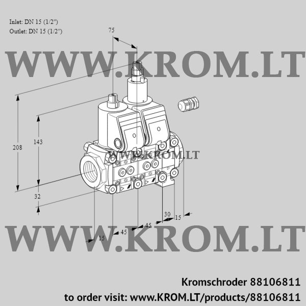 Kromschroder VCS 1E15R/15R05NLVWR/PPPP/PPPP, 88106811 double solenoid valve, 88106811