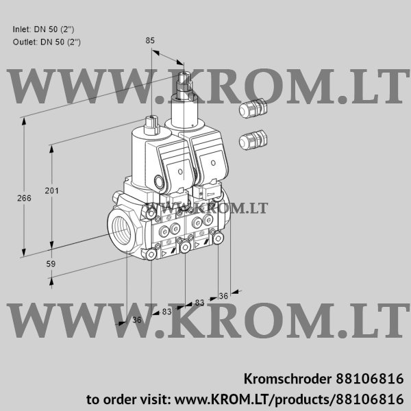 Kromschroder VCS 3E50R/50R05NLWSR3/PPPP/PPPP, 88106816 double solenoid valve, 88106816