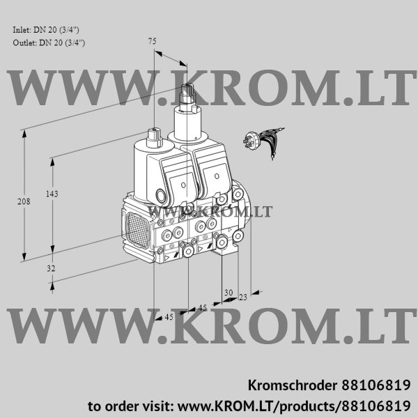 Kromschroder VCS 1E20R/20R05FNLVWR/PPPP/PPPP, 88106819 double solenoid valve, 88106819