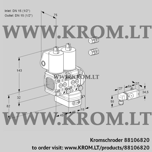 Kromschroder VCD 1E15R/15R05FND-25WL3/PPPP/PP2-, 88106820 pressure regulator, 88106820