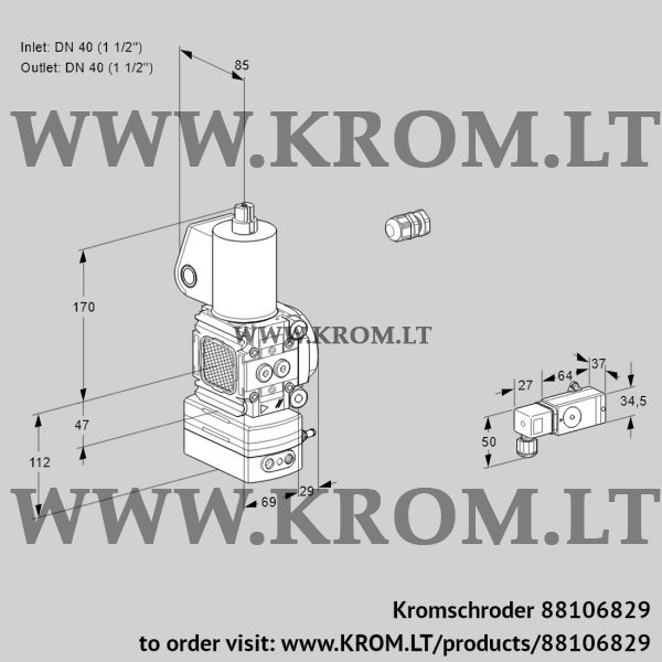 Kromschroder VAD 2E40R/40R05FD-50WL/PP/2-, 88106829 pressure regulator, 88106829