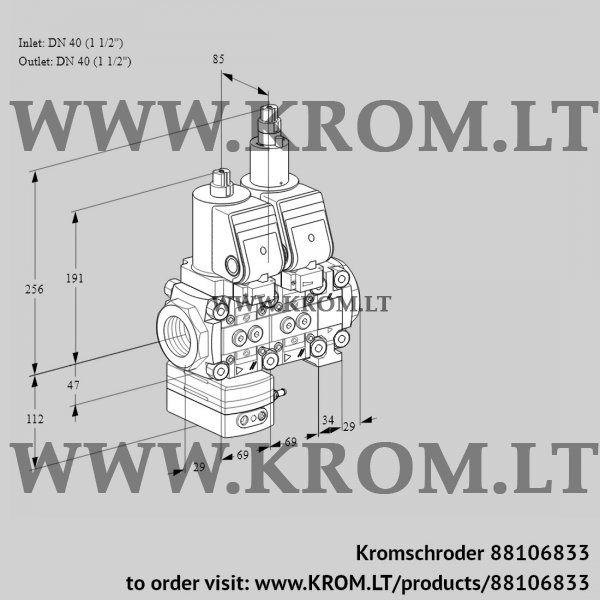 Kromschroder VCD 2T40N/40N05D-100LVQGR/PPPP/PPPP, 88106833 pressure regulator, 88106833