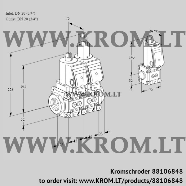 Kromschroder VCS 1T20N/20N05NLQGR/PPPP/PPBS, 88106848 double solenoid valve, 88106848