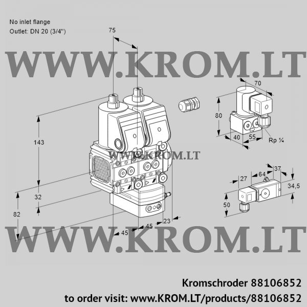 Kromschroder VCD 1E--/20R05FND-50WR/2-PP/PPZY, 88106852 pressure regulator, 88106852