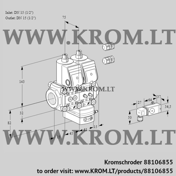 Kromschroder VCG 1E15R/15R05NGEWR3/3-MM/-2PP, 88106855 air/gas ratio control, 88106855