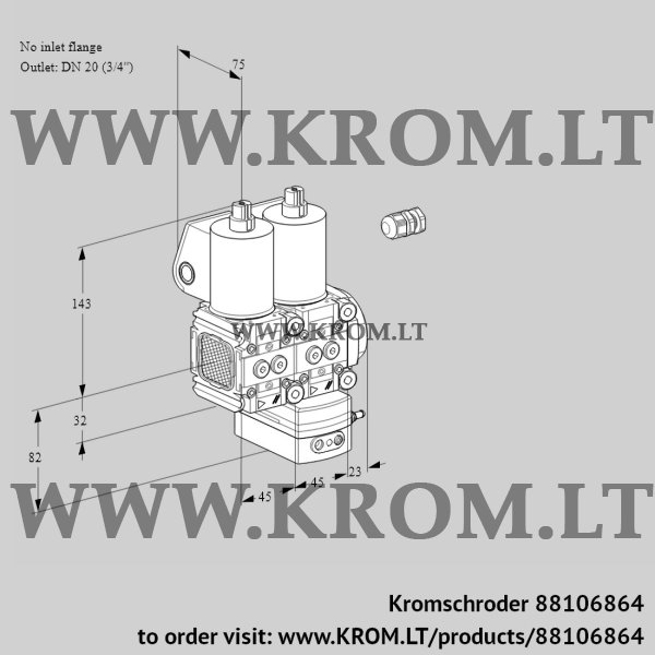 Kromschroder VCD 1E--/20R05FND-50WL/PPPP/PPPP, 88106864 pressure regulator, 88106864