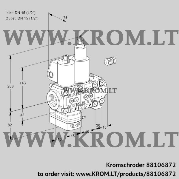 Kromschroder VCD 1E15R/15R05D-25LVWL/PPPP/PPPP, 88106872 pressure regulator, 88106872