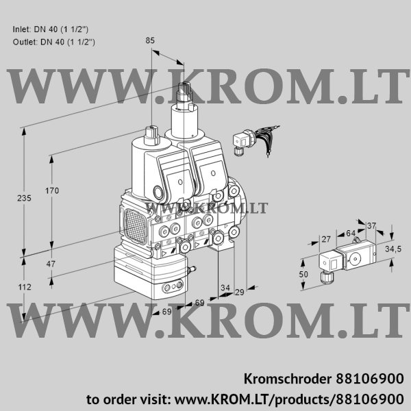 Kromschroder VCD 2E40R/40R05FD-50LO20WR/2-PP/PPPP, 88106900 pressure regulator, 88106900