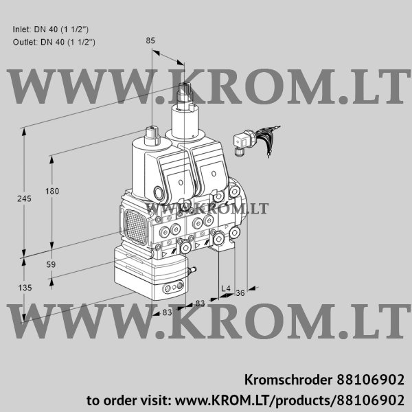 Kromschroder VCD 3E40R/40R05FD-50LO38WR/PPPP/PPPP, 88106902 pressure regulator, 88106902