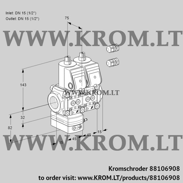 Kromschroder VCD 1E15R/15R05D-100NWR3/PPPP/PPPP, 88106908 pressure regulator, 88106908