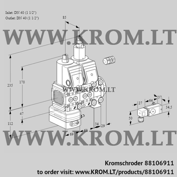 Kromschroder VCD 2E40R/40R05FD-50LO20WR/2-PP/PPPP, 88106911 pressure regulator, 88106911