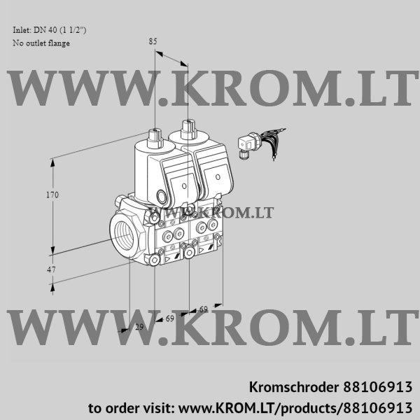 Kromschroder VCS 2E40R/--05NNWR/PPPP/PPPP, 88106913 double solenoid valve, 88106913