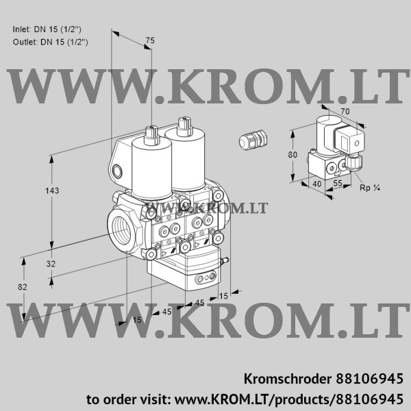 Kromschroder VCG 1E15R/15R05NGEKL/PPZY/PPPP, 88106945 air/gas ratio control, 88106945