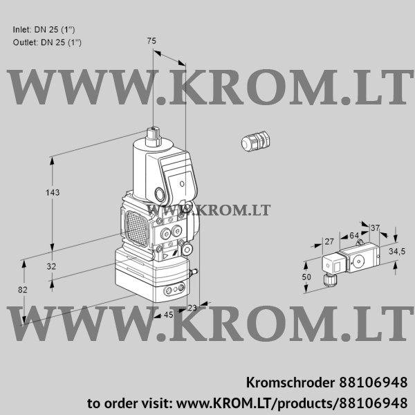 Kromschroder VAD 1E25R/25R05FD-50WR/2-/-4, 88106948 pressure regulator, 88106948