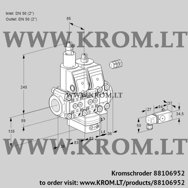 Kromschroder VCH 3E50R/50R05LHEVWR/PP3-/PPPP, 88106952 flow rate regulator, 88106952