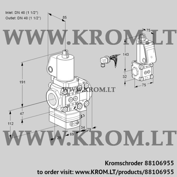 Kromschroder VAG 2E40R/40R05GEVWSL/ZS/PP, 88106955 air/gas ratio control, 88106955