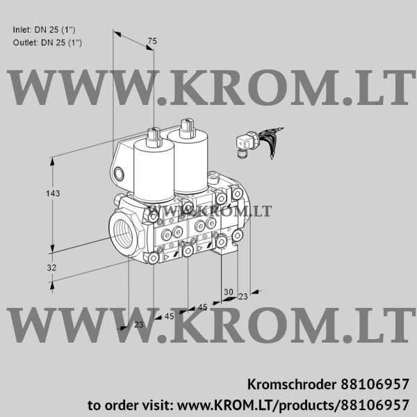 Kromschroder VCS 1E25R/25R05NNVWL/PPPP/PPPP, 88106957 double solenoid valve, 88106957