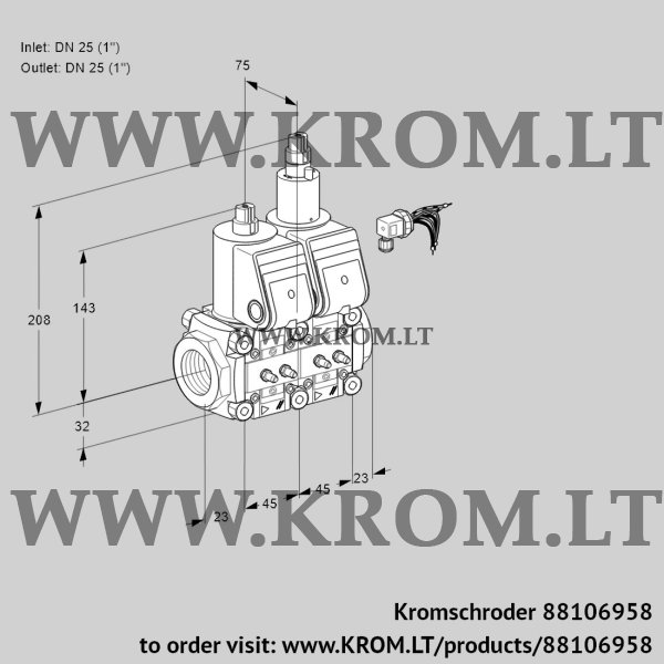 Kromschroder VCS 1E25R/25R05NLKR/MMMM/PPPP, 88106958 double solenoid valve, 88106958