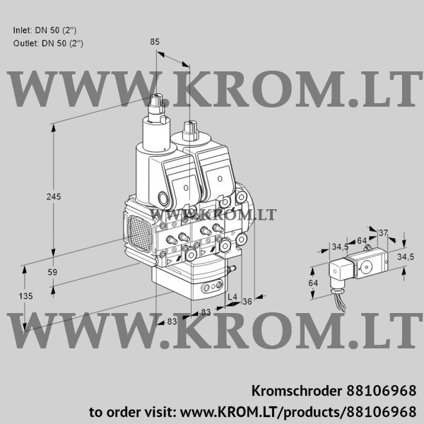 Kromschroder VCH 3T50N/50N05FLHAVQR/MMMM/PP-3, 88106968 flow rate regulator, 88106968