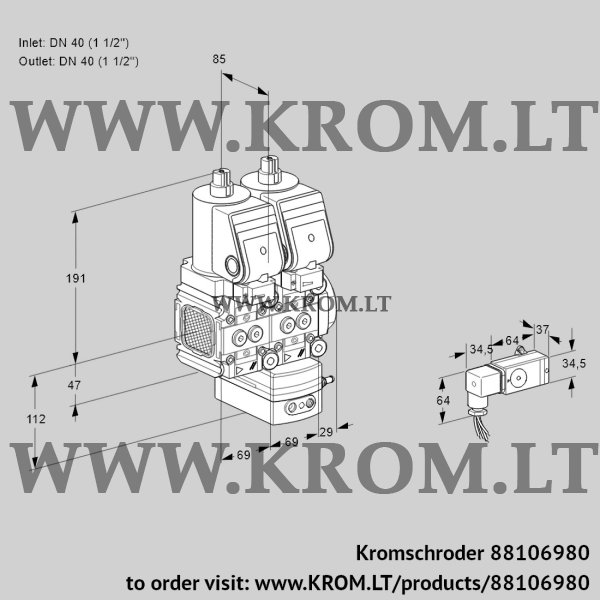 Kromschroder VCD 2T40N/40N05FND-25KGR/2-PP/PPPP, 88106980 pressure regulator, 88106980