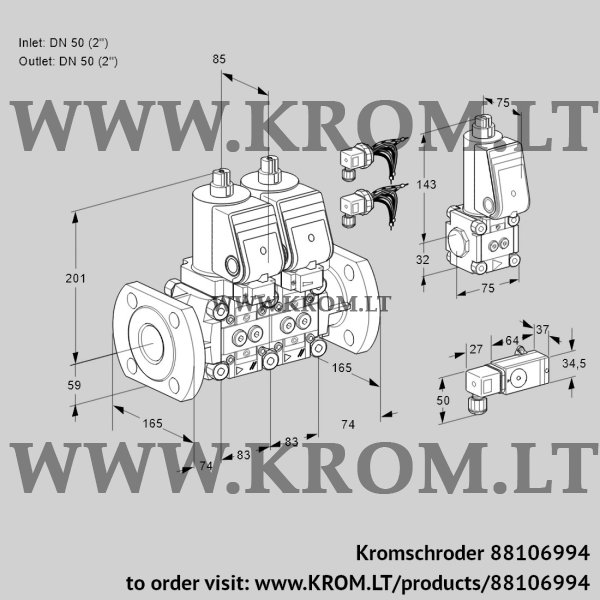 Kromschroder VCS 3E50F/50F05NNKGR8/3-PP/4-ZS, 88106994 double solenoid valve, 88106994