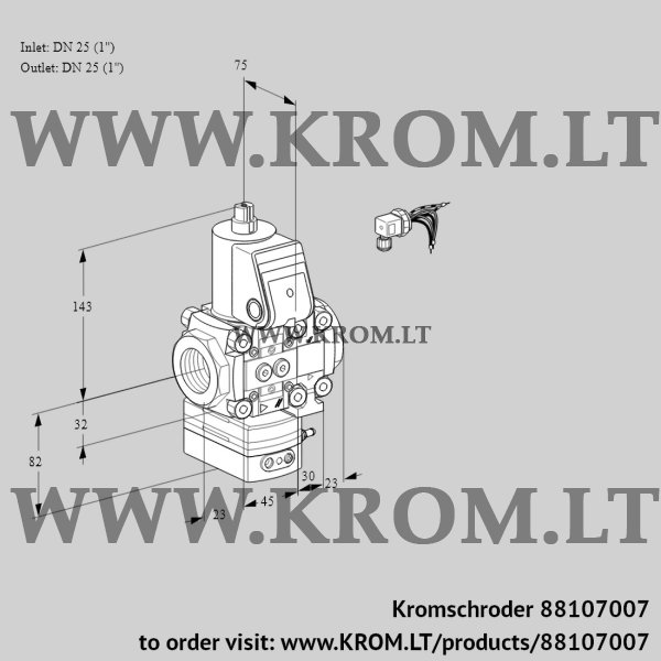 Kromschroder VAG 1E25R/25R05GEVWR/PP/PP, 88107007 air/gas ratio control, 88107007