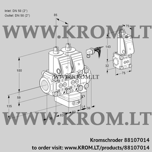 Kromschroder VCG 3E50R/50R05NGEVWR/PPPP/PPBS, 88107014 air/gas ratio control, 88107014