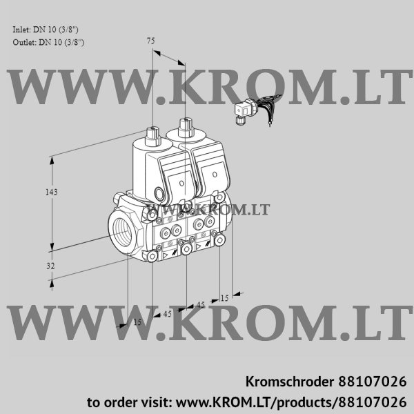 Kromschroder VCS 1E10R/10R05NNQR/PPPP/PPPP, 88107026 double solenoid valve, 88107026