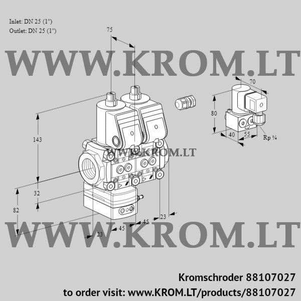 Kromschroder VCD 1E25R/25R05D-50NWR/PPPP/PPZY, 88107027 pressure regulator, 88107027