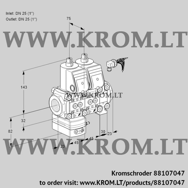 Kromschroder VCG 1E25R/25R05GNNVWR/PPPP/PPPP, 88107047 air/gas ratio control, 88107047