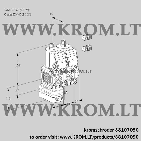 Kromschroder VCD 2E40R/40R05FD-50NWR3/PPPP/PPPP, 88107050 pressure regulator, 88107050