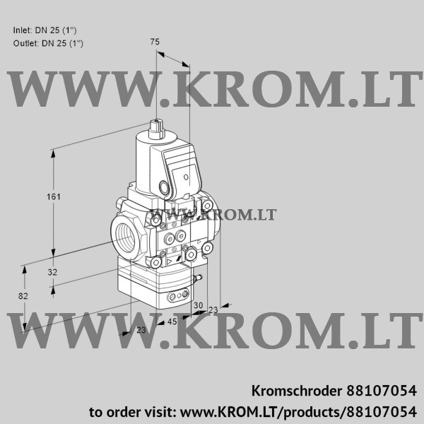 Kromschroder VAH 1T25N/25N05HAVQGR/PP/PP, 88107054 flow rate regulator, 88107054