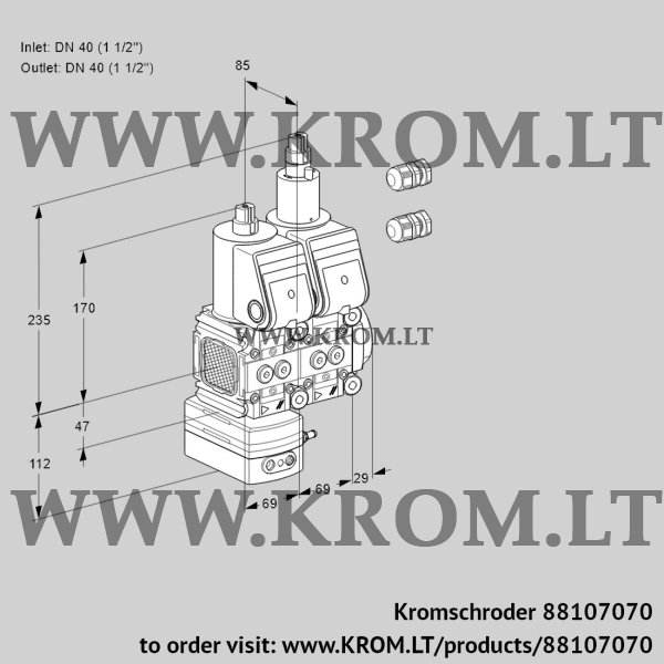 Kromschroder VCD 2E40R/40R05FD-50LWR3/PPPP/PPPP, 88107070 pressure regulator, 88107070