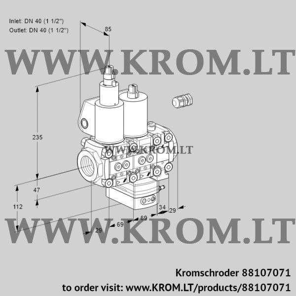 Kromschroder VCH 2E40R/40R05LHEVWL/PPPP/PPPP, 88107071 flow rate regulator, 88107071