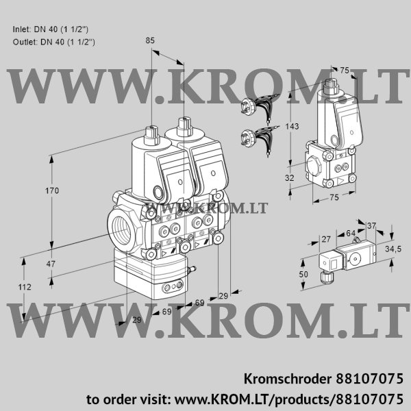 Kromschroder VCG 2E40R/40R05GENWR5/3--4/PPZS, 88107075 air/gas ratio control, 88107075