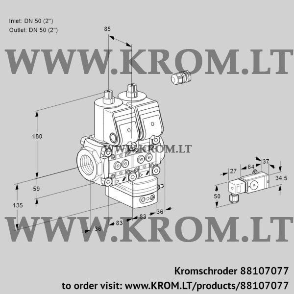 Kromschroder VCD 3E50R/50R05ND-25WR/2-PP/PPPP, 88107077 pressure regulator, 88107077